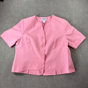 Pendleton Pink Silk Cotton Short Sleeve Blazer Top Plus Size 16W Vintage